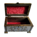 A carved wooden casket decorated with beads and metal, handmade, 9x17 cm