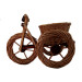 A brown plant stand made of wicker, tricycle shaped, 52x30x39cm