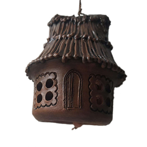 A ceramic bell 2, shaped like a little house, 9.5 cm
