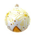 Куля скляна, біла, з ніжним золотим орнаментом та декоративним бісером, ручна робота, 10 см