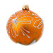 A golden handmade glass Christmas tree ball with a gentle white ornament and embellished with decorative beads, 4 inches