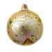 Куля скляна, кольору "шампань", з ніжним золотим орнаментом та декоративним бісером, ручна робота, 10 см