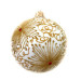 Куля скляна, біла, з оригінальним золотим орнаментом, оздоблена декоративним бісером, ручна робота, 8 см