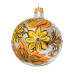Куля скляна, біла розписана жовтими квітами та оздоблена глітером, ручної роботи, 8 см