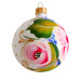 A white handmade glass Christmas tree ball with an artistic flower painting "A rose", 3,25 inches