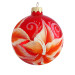 An orange handmade glass Christmas tree ball with an artistic flower painting "A lily", 3,25 inches