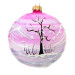 Куля скляна, рожева, з художнім розписом ручної роботи, декорована глітером "Зимовий пейзаж", 8 см