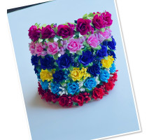Handmade headband made of decorative flowers "Rose" , single row