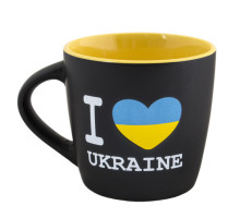 Горнятко керамічне чорне з жовтим "I Love Ukraine", 300 мл