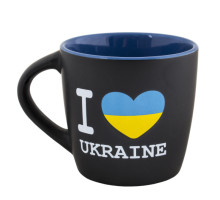 Горнятко керамічне чорне з блакитним "I Love Ukraine", 300 мл