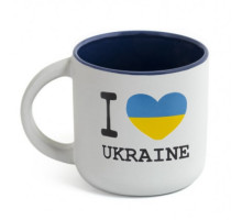 A white and blue ceramic cup "I Love Ukraine", 300 ml