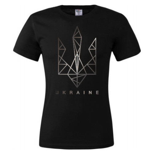 A black T-shirt with a depiction of the silver Trident