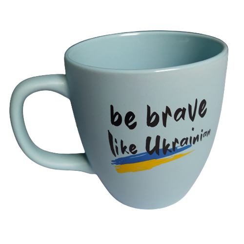 A blue ceramic cup "Be brave", 300 ml