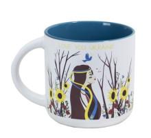 A white and blue ceramic cup "Love You Ukraine", 300 ml