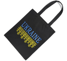 Сумка шопер, чорна "Ukraine with ornament" (26864)