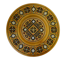 Дерев'яна декоративна тарілка з традиційним українським орнаментом, інкрустована бісером , діаметр 20см