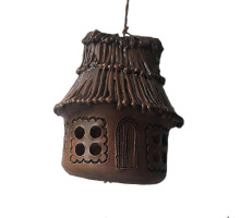 A ceramic bell 2, shaped like a little house, 9.5 cm