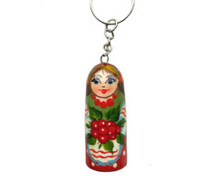 A wooden keychain "A doll dressed in traditional Ukrainian clothes"