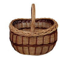 A large brown basket made of wicker, d=38 cm, h=41 cm + handle