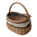 A light-brown basket made of wicker with a handle, d=40 cm, h=42 cm + handle