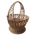 A brown basket made of wicker with an interwoven handle, d=31 cm, h=40 cm + handle, for Easter, for a picnic, a gift