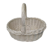 An oval white basket made of wicker - "Finnish", L=40 cm, h=33 cm + handle