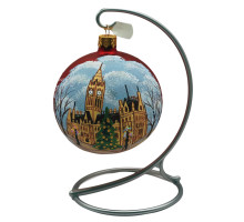 Куля скляна, червона, ручної роботи із зображенням "Манчестер", 8см GB403-1600