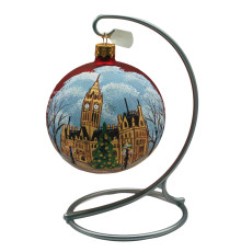 Куля скляна, червона, ручної роботи із зображенням "Манчестер", 8см GB403-1600