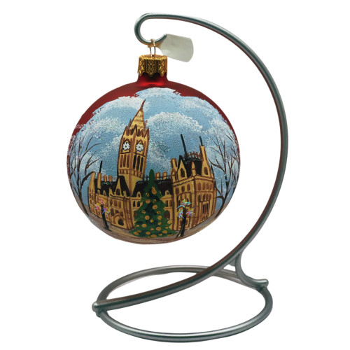 Куля скляна, червона, ручної роботи із зображенням "Манчестер", 8см GB403-1600