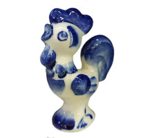 A ceramic handmade figure "A rooster" with a blue painting, h=6.1 cm