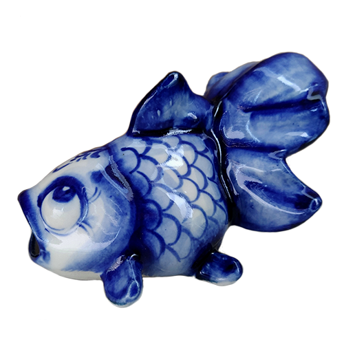Фігурка керамічна "Риба Вуаль" з синім розписом ручної роботи, h=6 см
