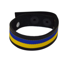 A leather bracelet with Ukrainian flag