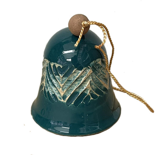 Новорічна керамічна підвіска "Дзвіночок" з геометричним орнаментом, 7 см