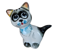 A ceramic handmade figure "The Kitten Named "Woof"" with a painting, h=7.0 cm