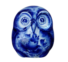 A ceramic handmade figure "Sofiia Owl" with a blue painting, h=5.9 cm