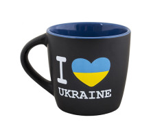 A black ceramic cup "I love Ukraine", 300 ml
