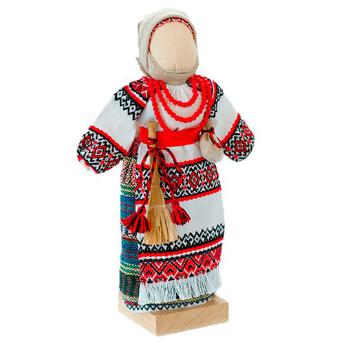 Лялька мотанка на підставці в традиційному українському одязі, ручна робота