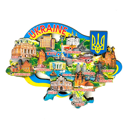 Магніт дерев'яний "Карта України" h=8 см