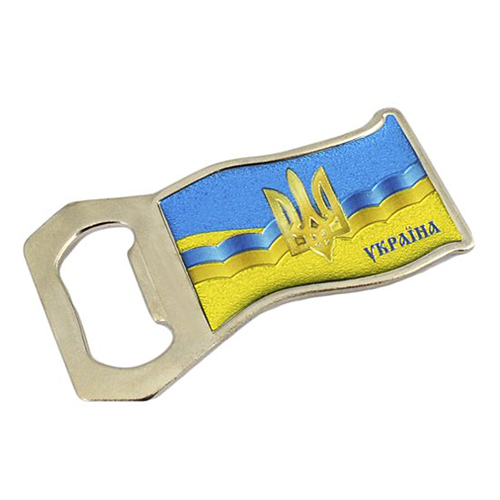 A metal magnet bottle opener "A map of Ukraine", h=7.0 cm