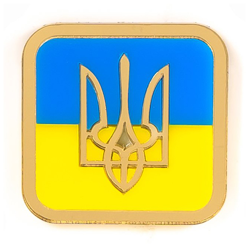 A plastic magnet with "Coat of arms of Ukraine", h=6.0 cm