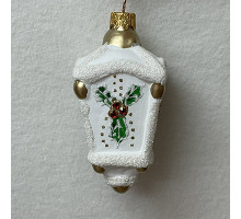 A handmade glass Christmas tree lantern shaped pendant "Poinsettia",