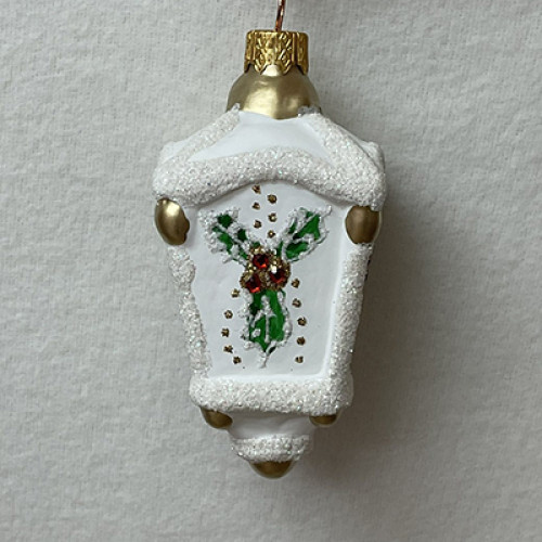 A handmade glass Christmas tree lantern shaped pendant "Poinsettia",
