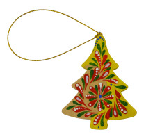 A wooden Christmas tree pendant with a bright Yavoriv painting "A Christmas tree 3"
