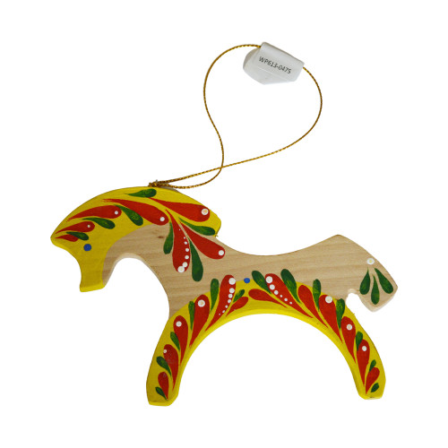 A wooden Christmas tree pendant with a bright Yavoriv painting "A horse 14"
