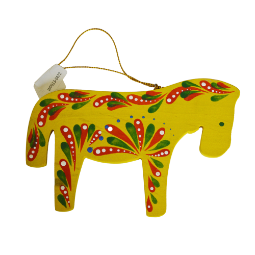 A wooden Christmas tree pendant with a bright Yavoriv painting "A donkey 9"