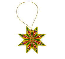 A wooden Christmas tree pendant with a bright Yavoriv painting "A star 17"