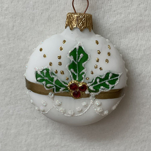A handmade glass Christmas tree pendant "Poinsettia",