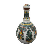 A ceramic handmade bottle, made in traditional Hutsul Kosiv painting technique, 9.8 inches