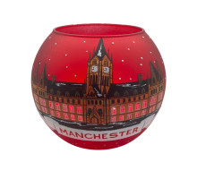 Candlestick, red with artistic painting, "Manchester" 10 cm GC402-1501