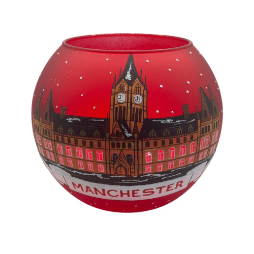 Candlestick, red with artistic painting, "Manchester" 10 cm GC402-1501